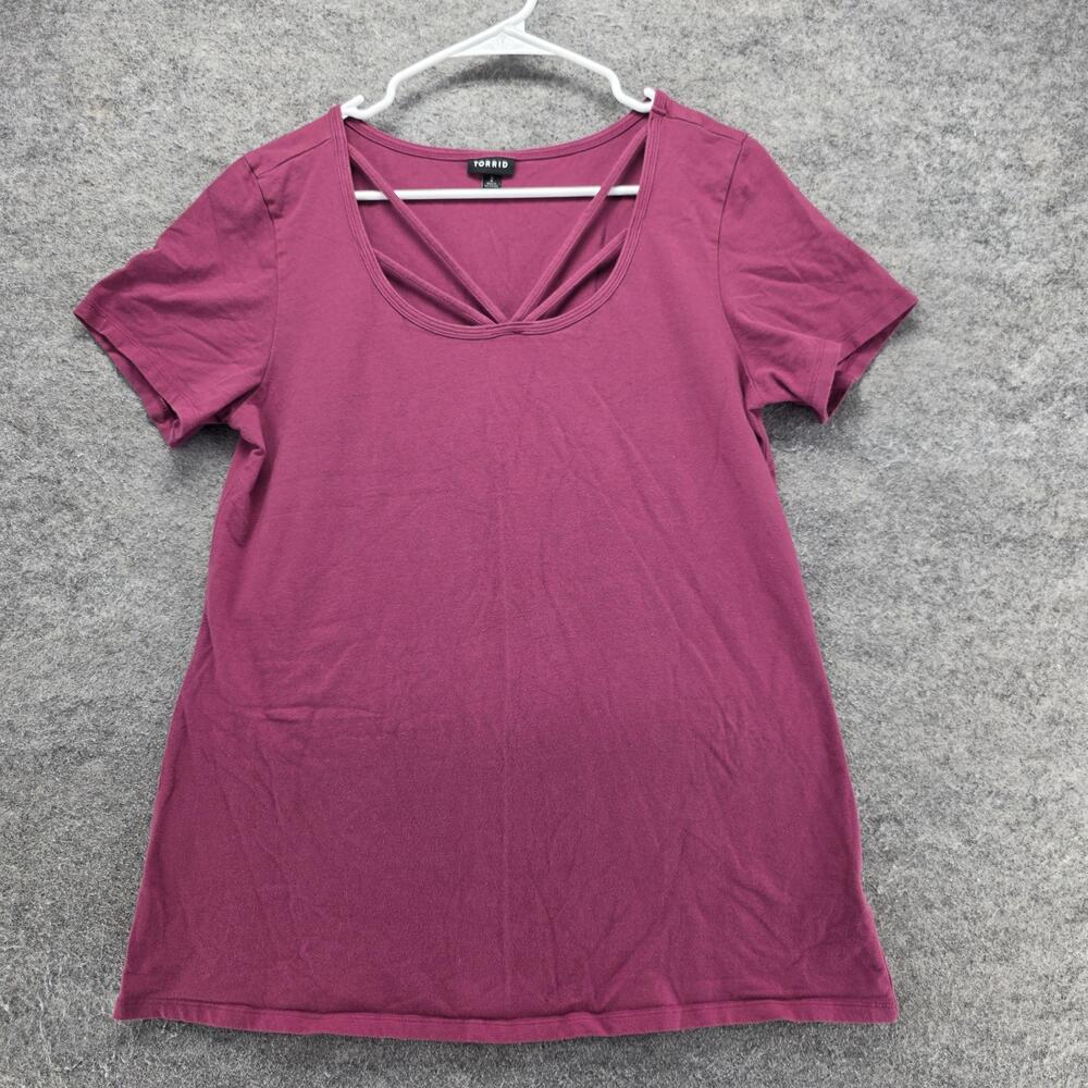 Torrid T-Shirt Womens 2 Purple Scoop Neck Short Sleeve Stretch Basic Jersey